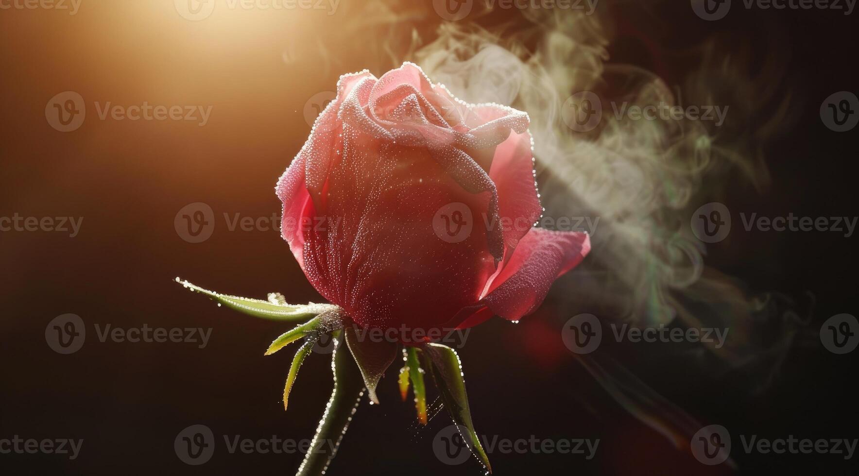 Pink rose flower closeup. Summer flower isolated on black background photo