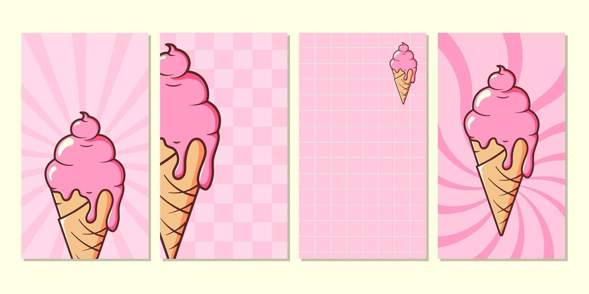 Retro Ice cream background. Pink background for advertising in stories