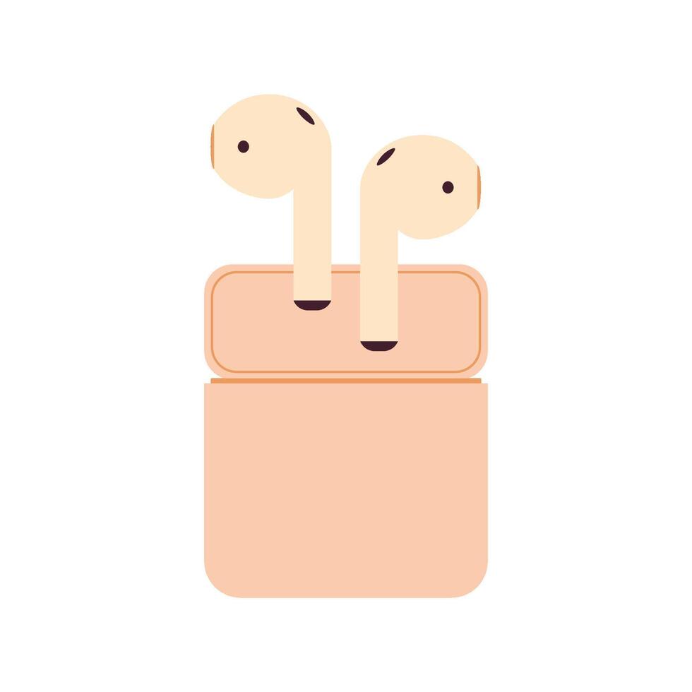 Icon Wireless headphones illustration. Charging wireless headphones in case vector