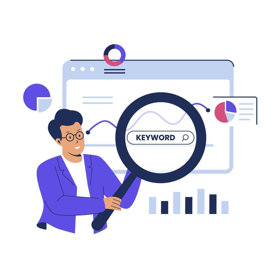Keyword research illustration concept vector