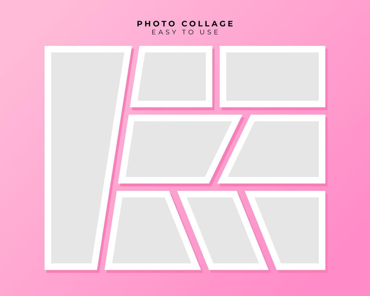 Photo Frame Collage With Flat Design Template vector
