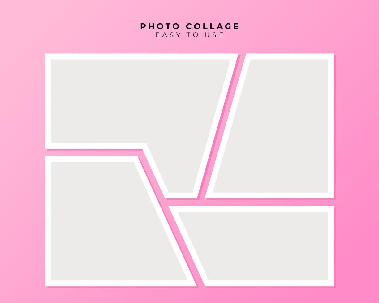 Photo Frame Collage With Flat Design Template vector