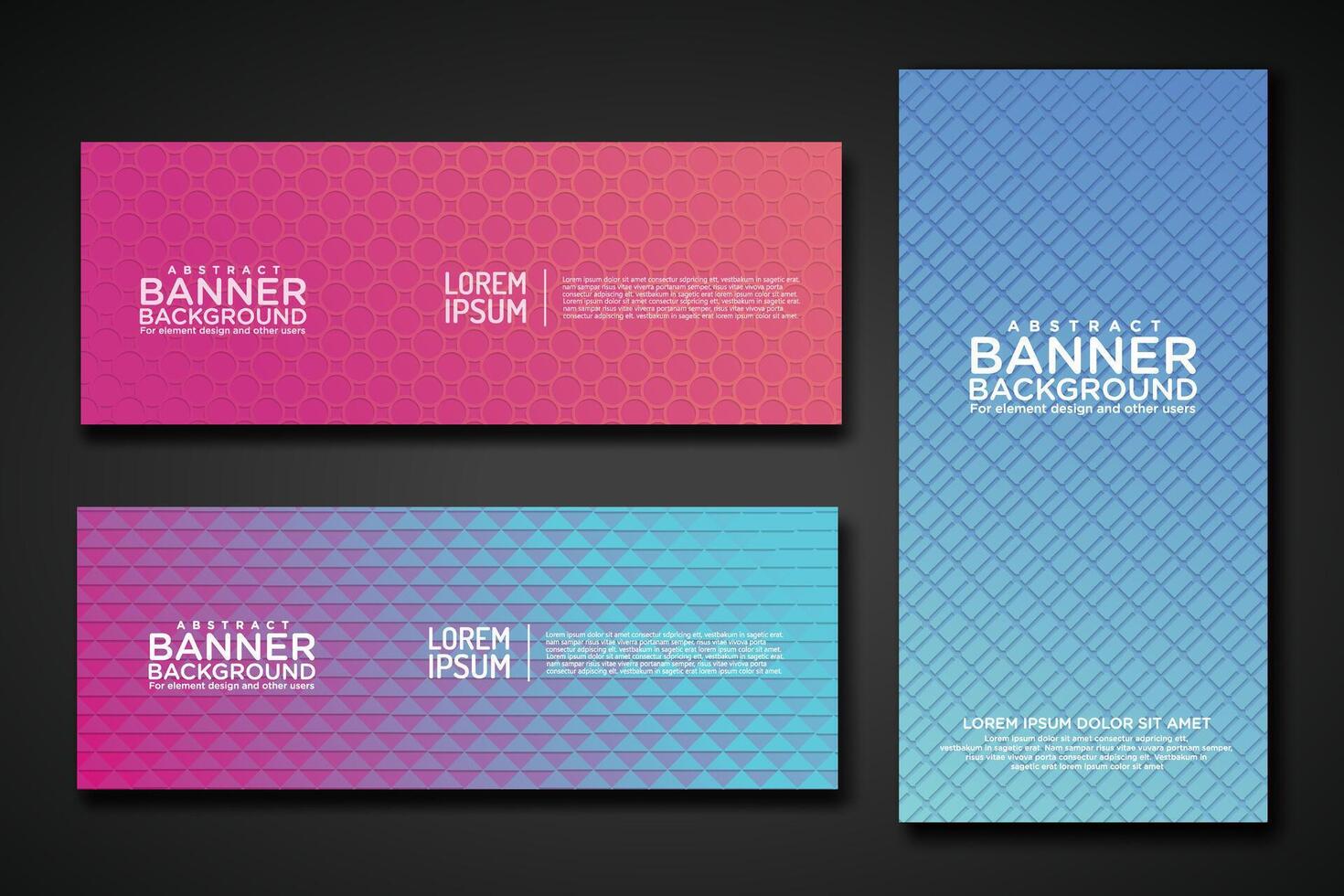 Set banner backgrounds with modern geometric lines textured pattern and colorful dynamic gradation vector