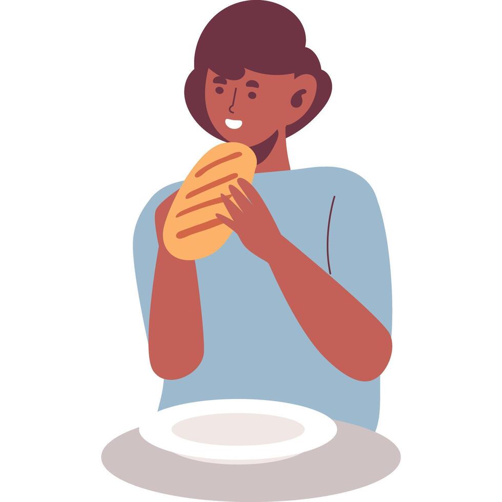 eating flat style character illustration vector