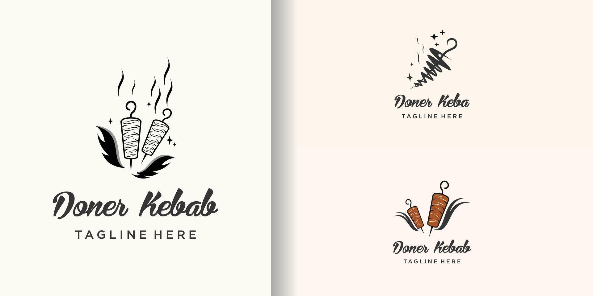Doner kebab bandle logo icon design template Premium vector