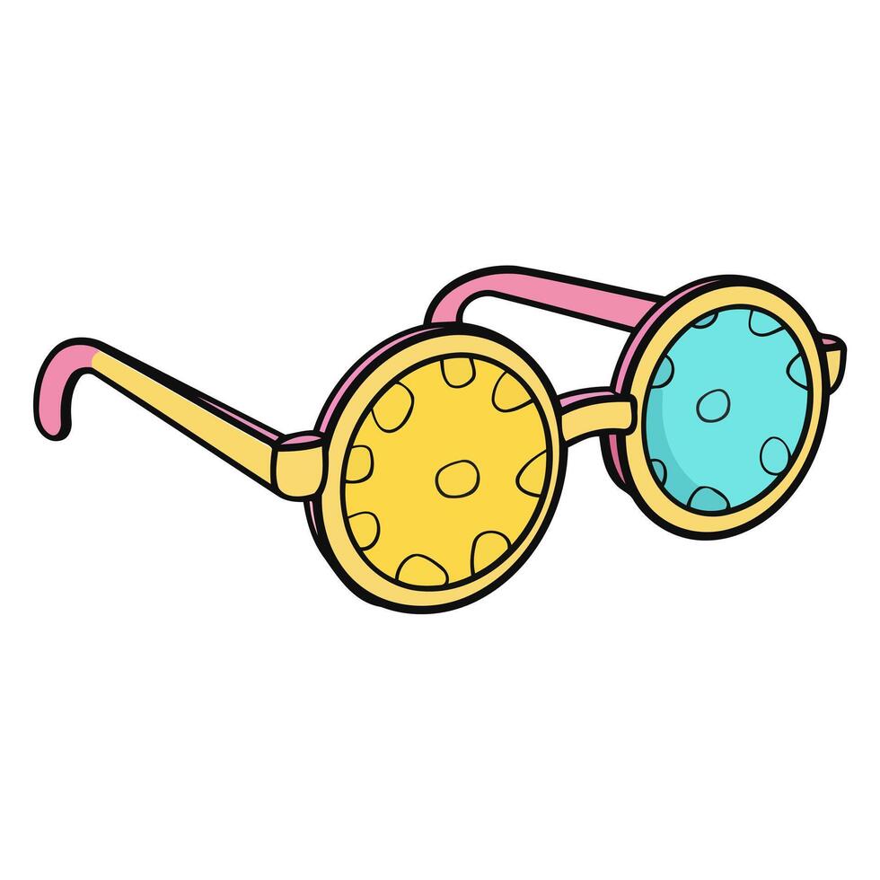 A icon depicting cartoon sunglasses of oval shape, ideal for illustrating eyewear, vector