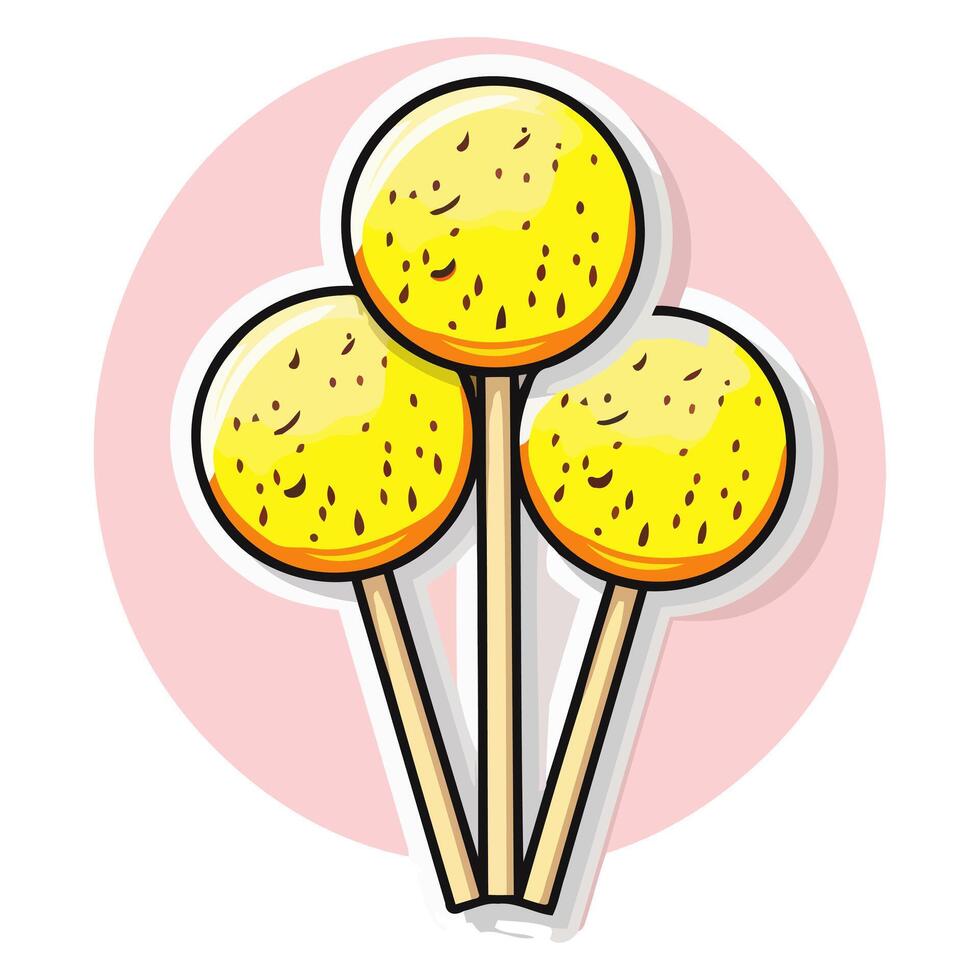 A icon depicting dango balls on a stick, ideal for illustrating Japanese cuisine, street food, or traditional sweets. vector