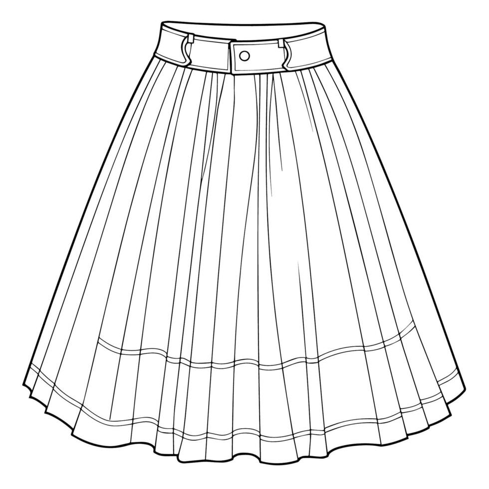 Pleated skirt outline icon in format, ideal for fashion design and apparel-related projects. vector