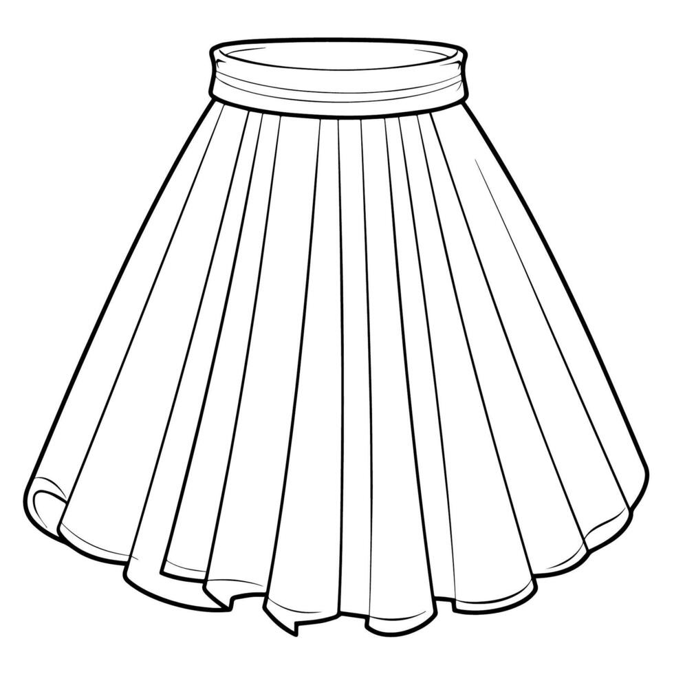 Pleated skirt outline icon in format, ideal for fashion design and apparel-related projects. vector