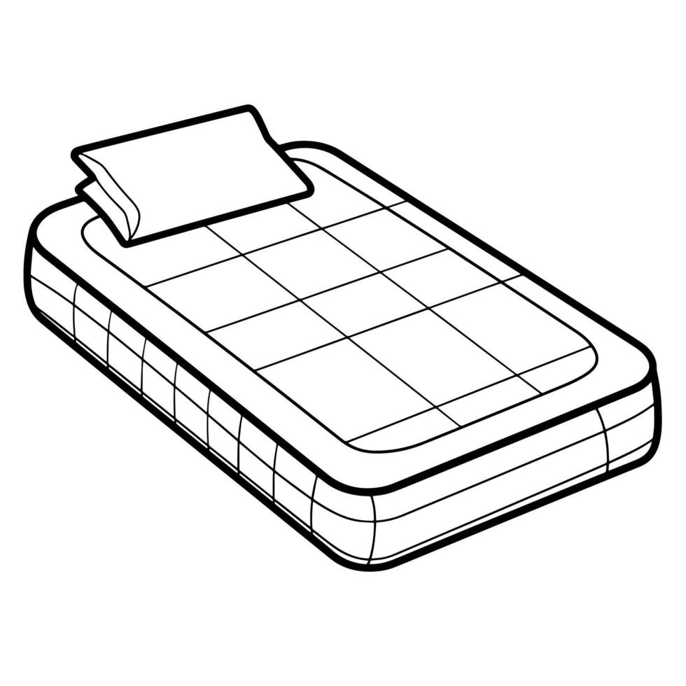 icon of a sleeping mattress outline, ideal for bedroom or furniture-related designs. vector