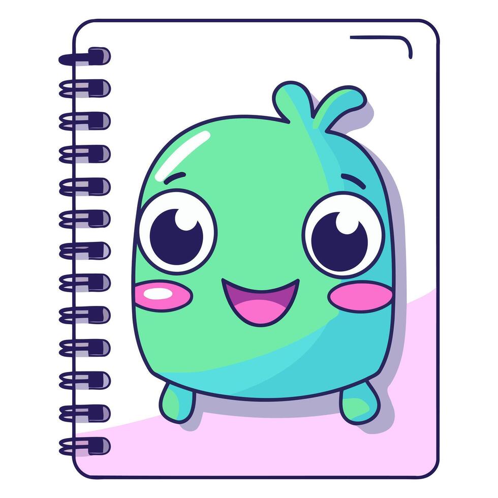 A icon depicting a notepad with a cartoon design, ideal for illustrating note taking, journaling, or writing themes. vector