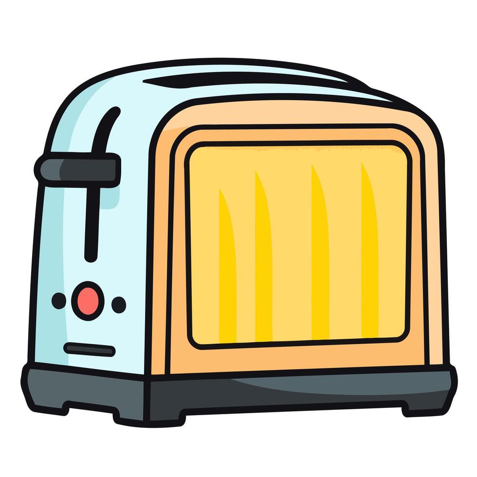 un Delgado contorno icono de un tostadora con pan, adecuado para batería de cocina gráficos o desayuno temática diseños vector