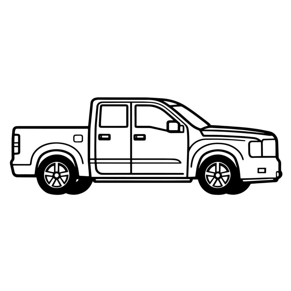 outline icon of a pickup truck, ideal for transportation and automotive designs. vector