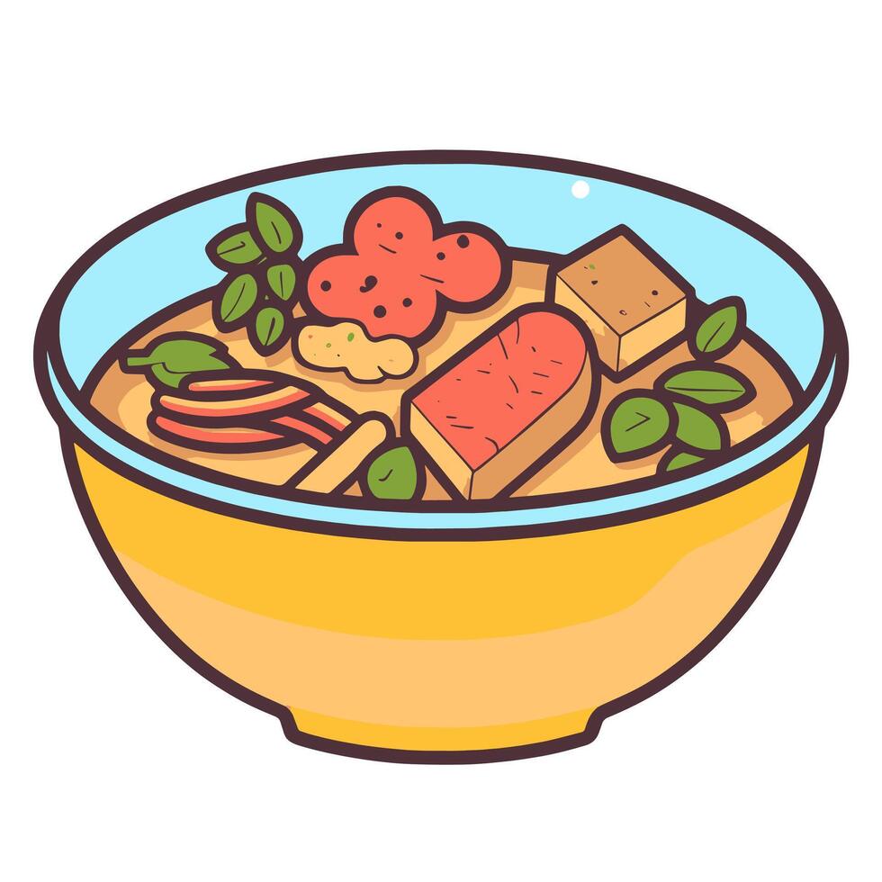 depiction of a hearty beef soup icon, ideal for restaurant menus or culinary designs. vector