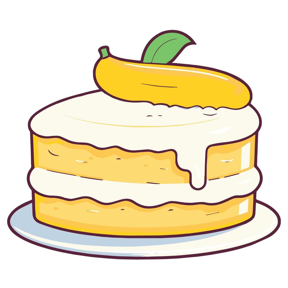 illustration of a tempting banana cake icon, great for bakery logos or dessert menus. vector