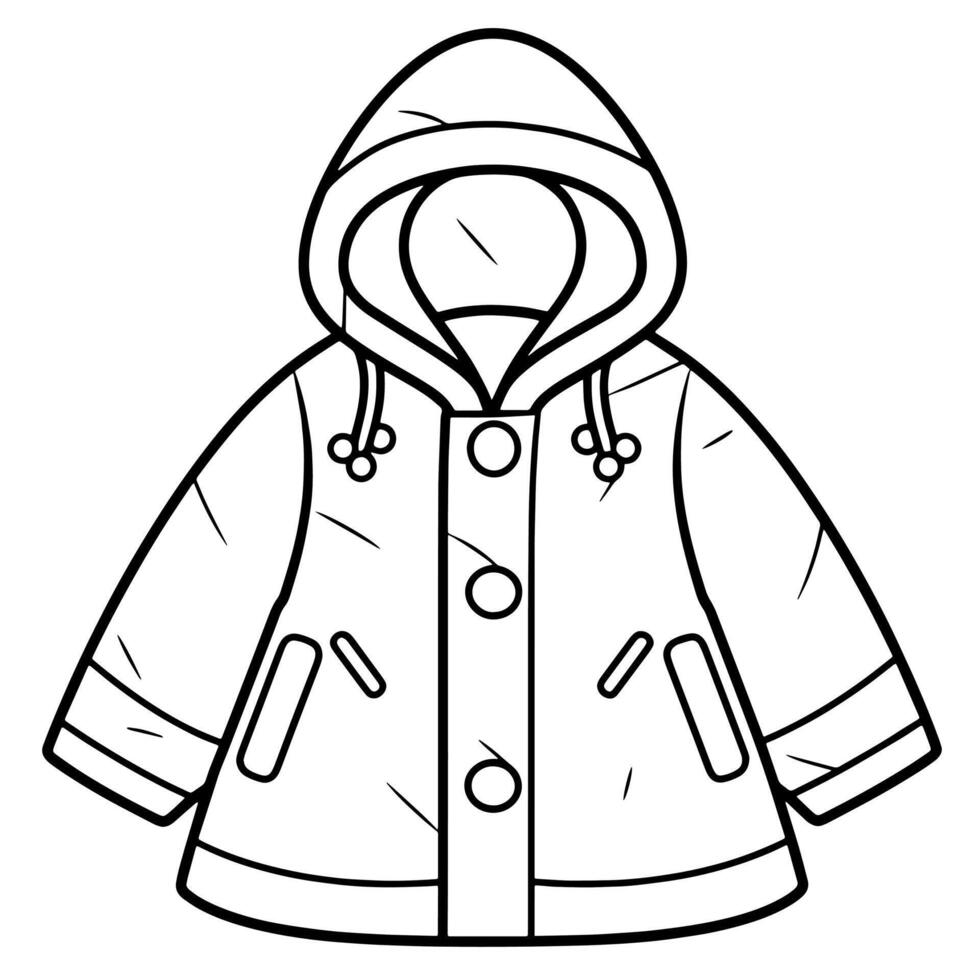 Simple icon of a winter coat with a hood, ideal for cold weather designs. vector