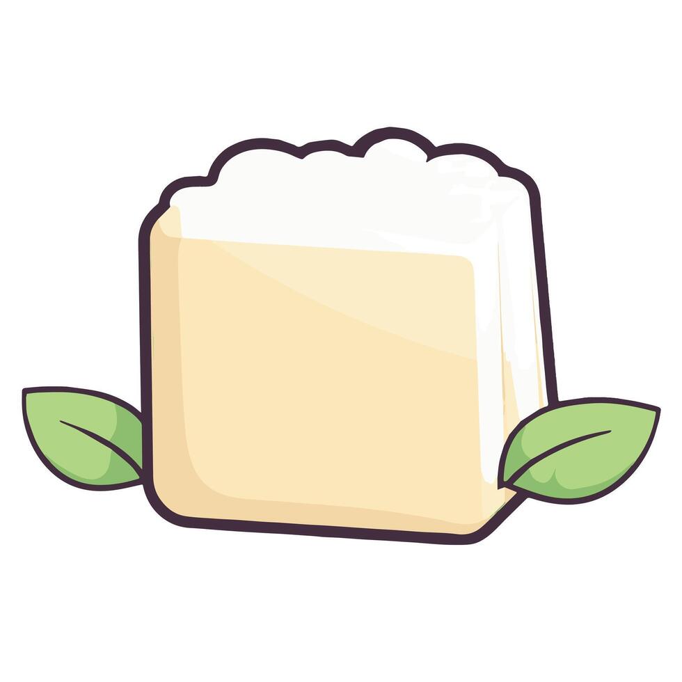 depiction of a bean curd icon, perfect for Asian cuisine menus or culinary illustrations. vector