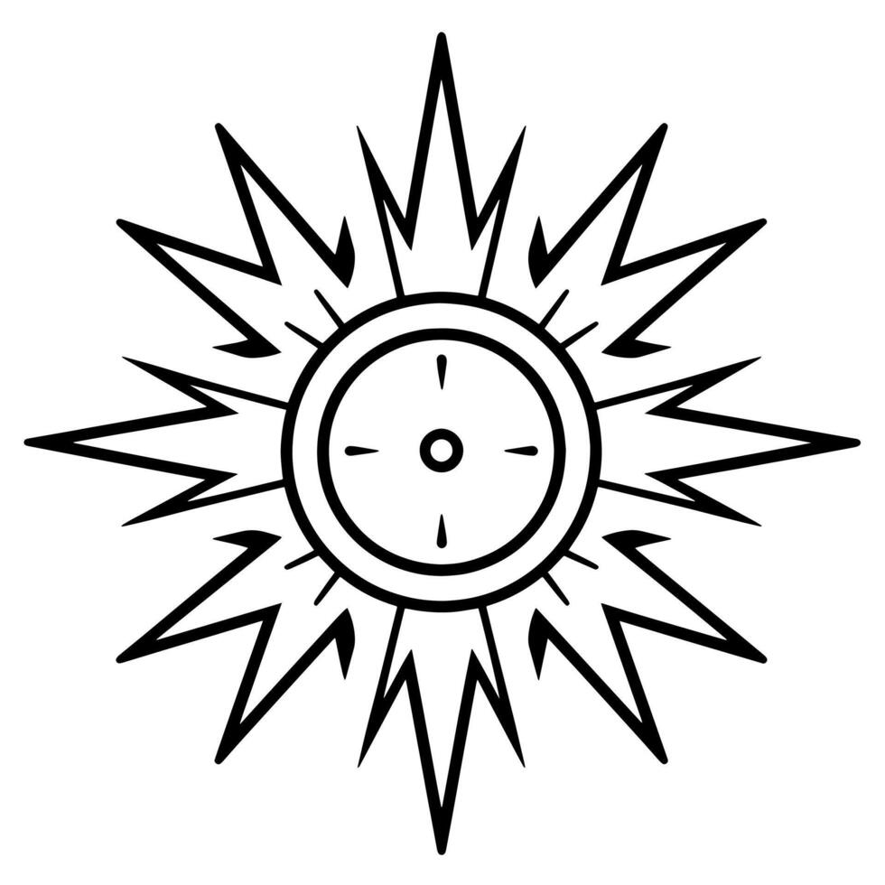 icon of the sun outline, perfect for celestial or nature-themed designs. vector