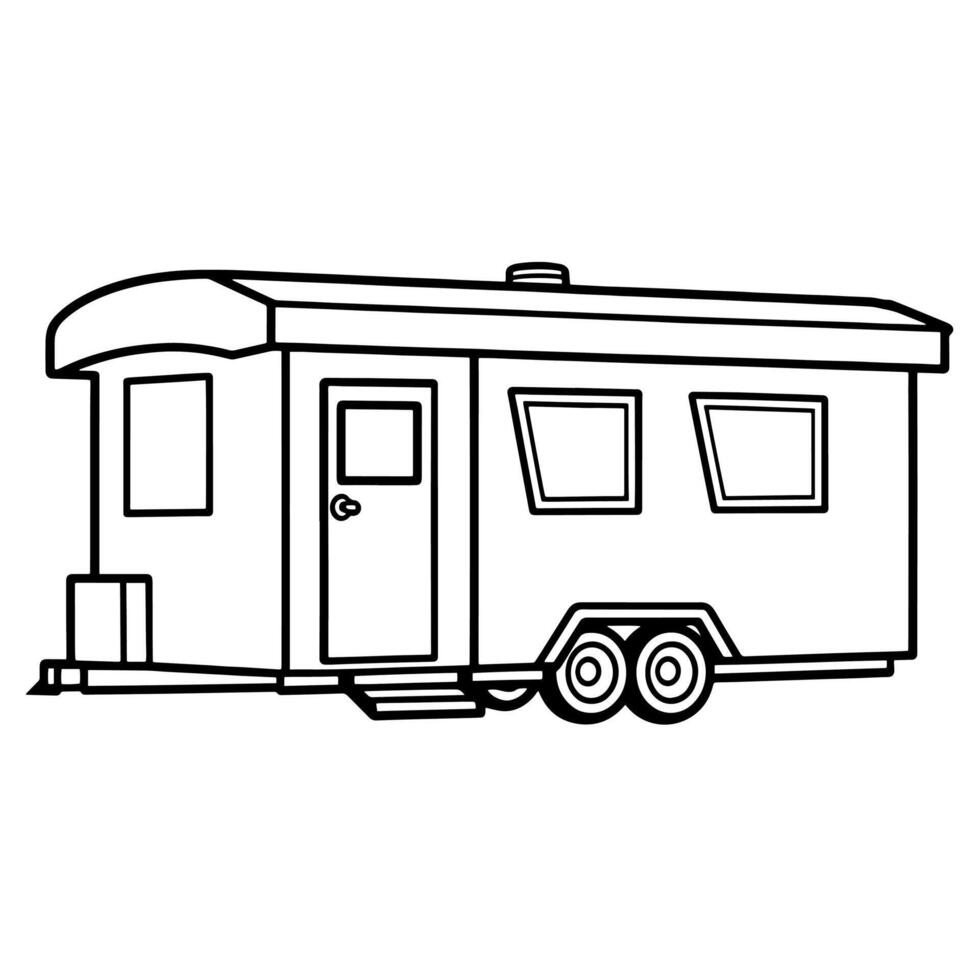 Minimalist icon of a trailer house, ideal for travel designs. vector