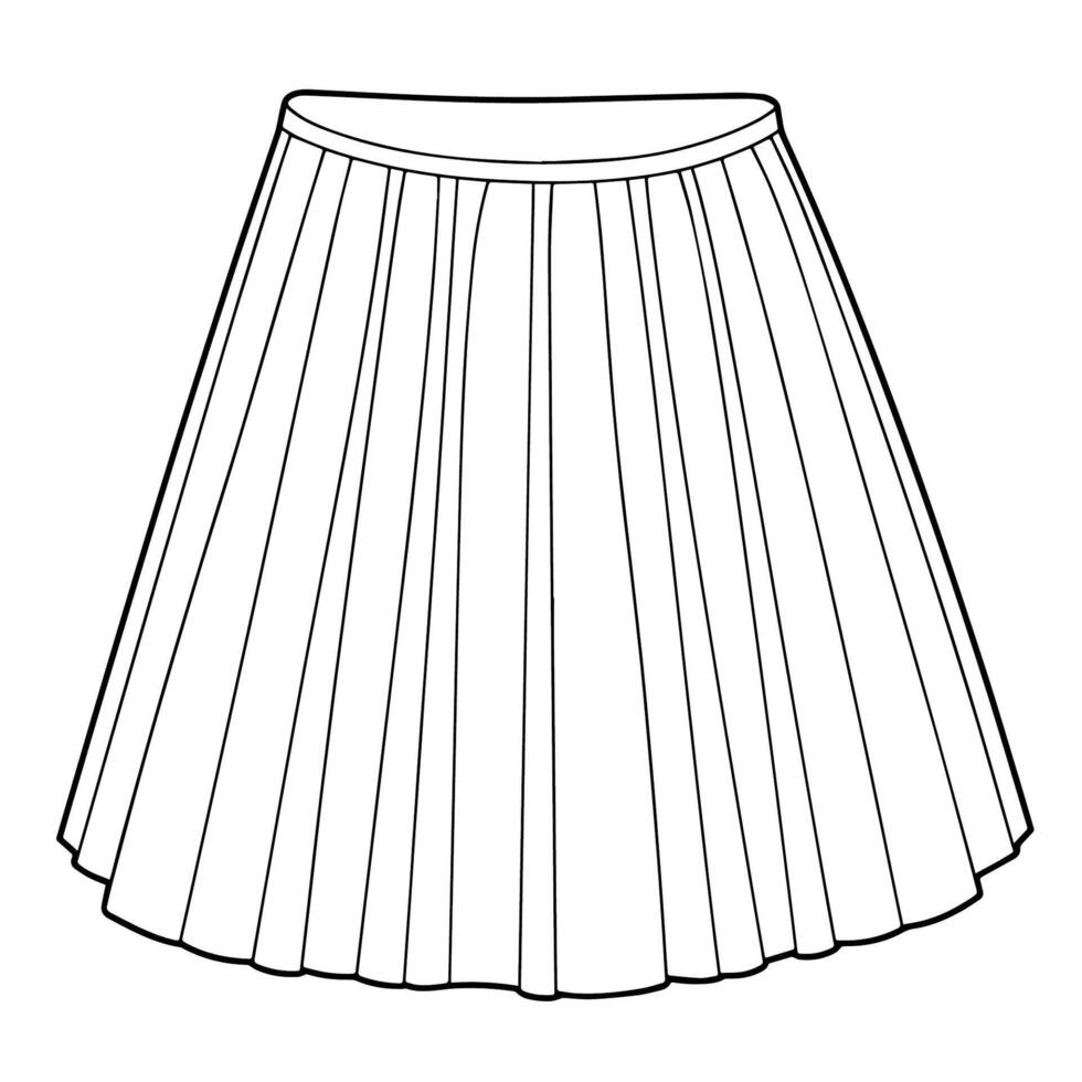 Pleated skirt outline icon in format, ideal for fashion design and apparel-related projects. vector