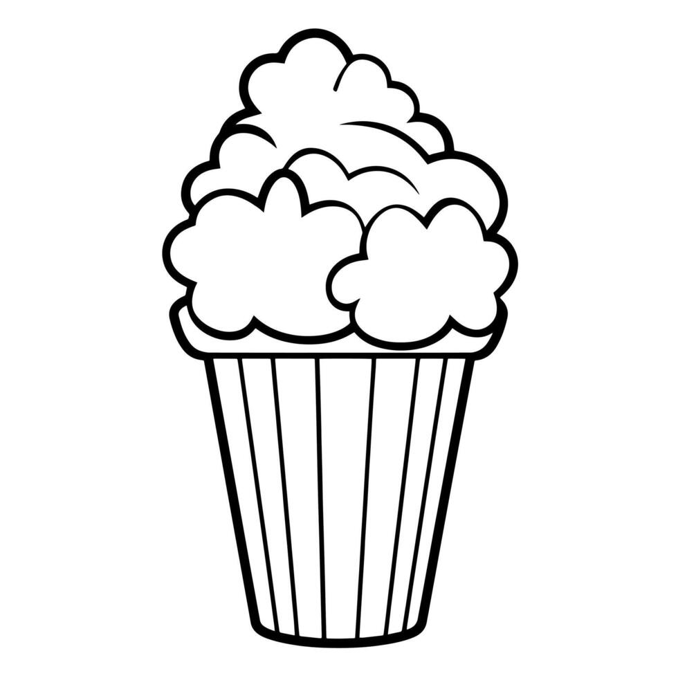 outline icon of popcorn. Perfect for cinema-themed designs and snack-related projects. vector