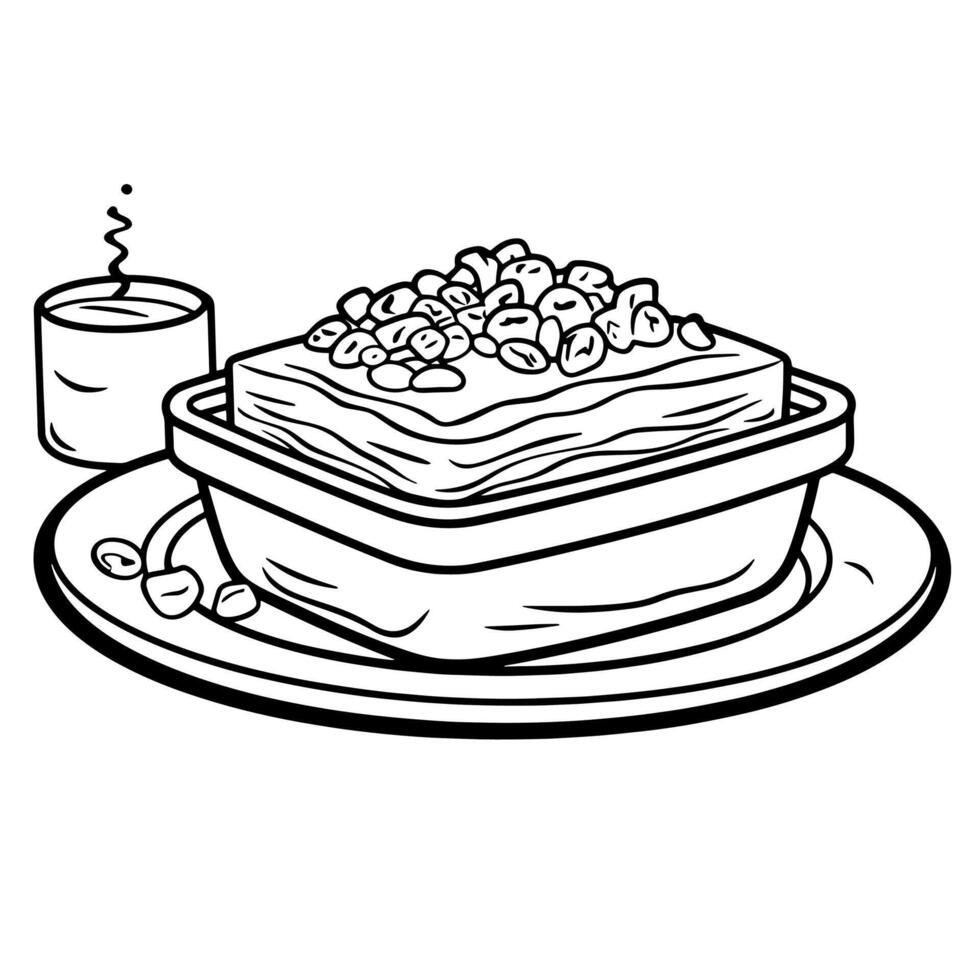 Traditional pastitsio outline, ideal for culinary-themed designs. vector