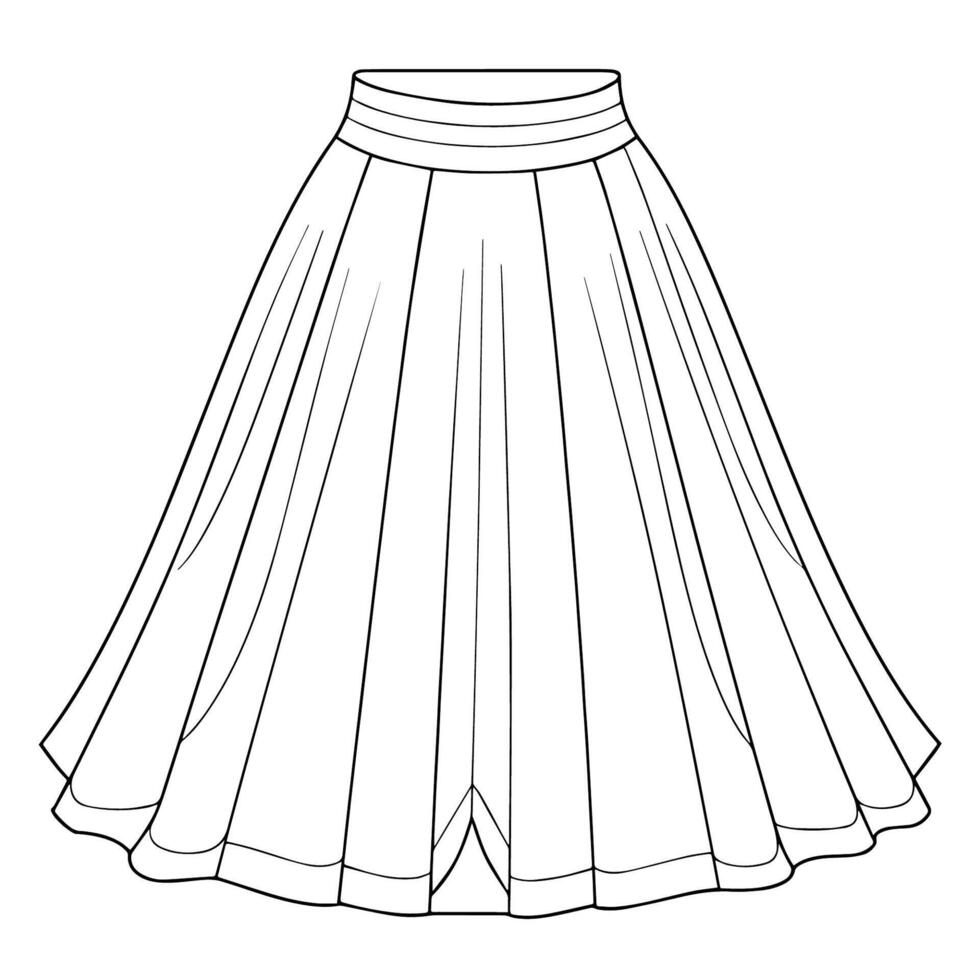 Pleated skirt outline icon in format, ideal for fashion design and apparel-related projects. vector