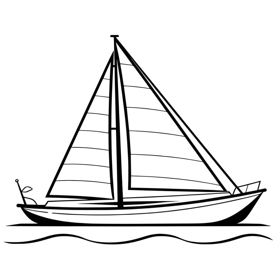 Sleek sail yacht outline, perfect for maritime-themed designs. vector