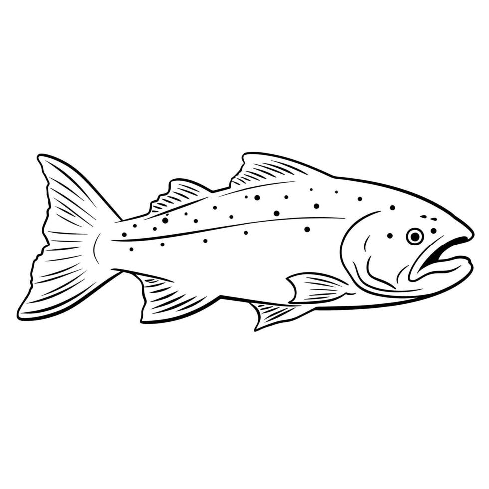 Streamlined salmon outline, ideal for seafood-themed designs. vector