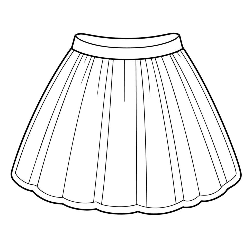 Pleated skirt outline icon in format, ideal for fashion design and apparel-related projects. vector