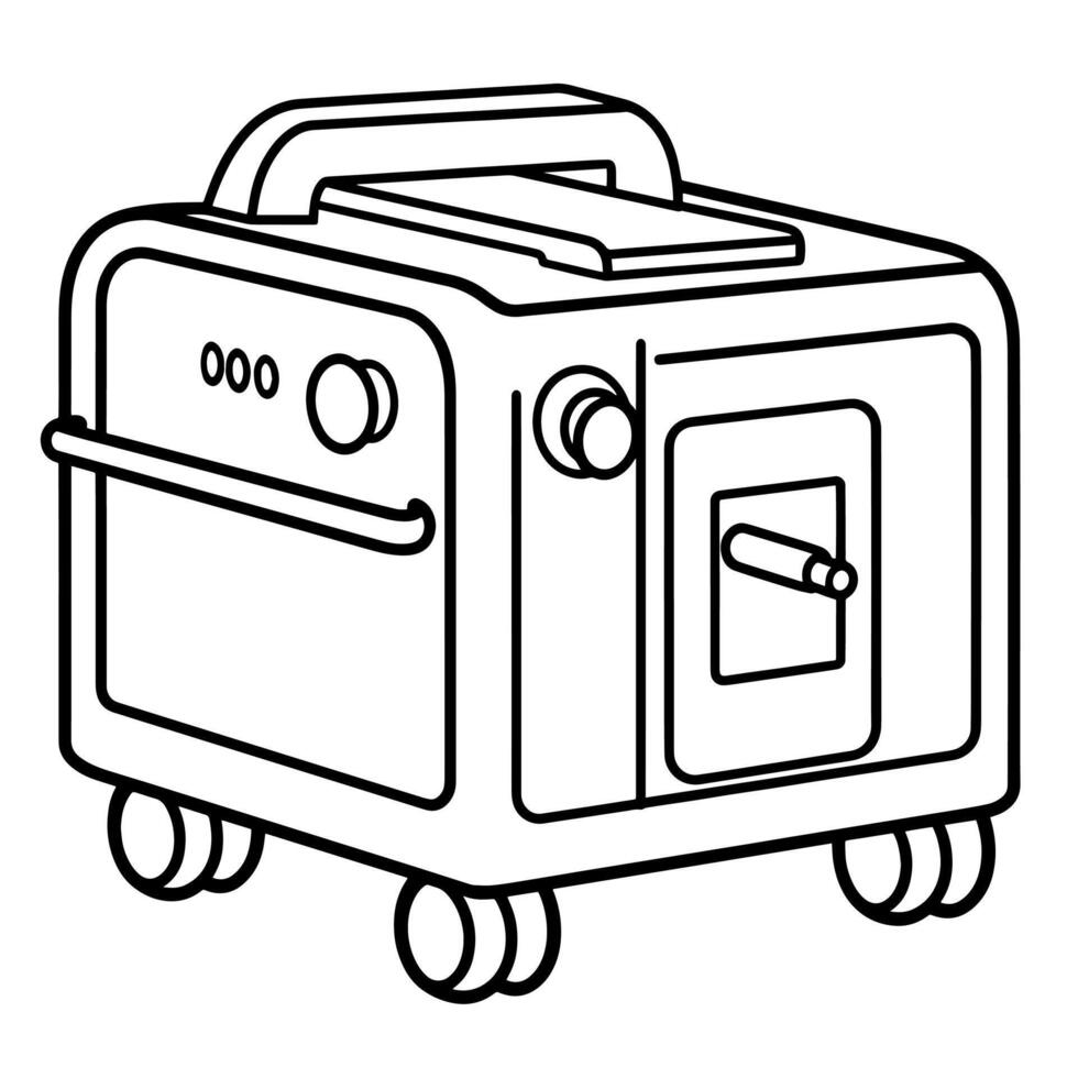 outline icon of a portable power generator. Ideal for emergency preparedness and outdoor equipment designs. vector