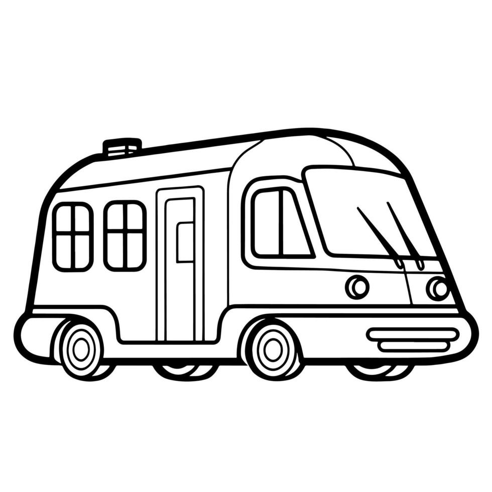 outline icon of an RV car, ideal for travel and adventure designs. vector