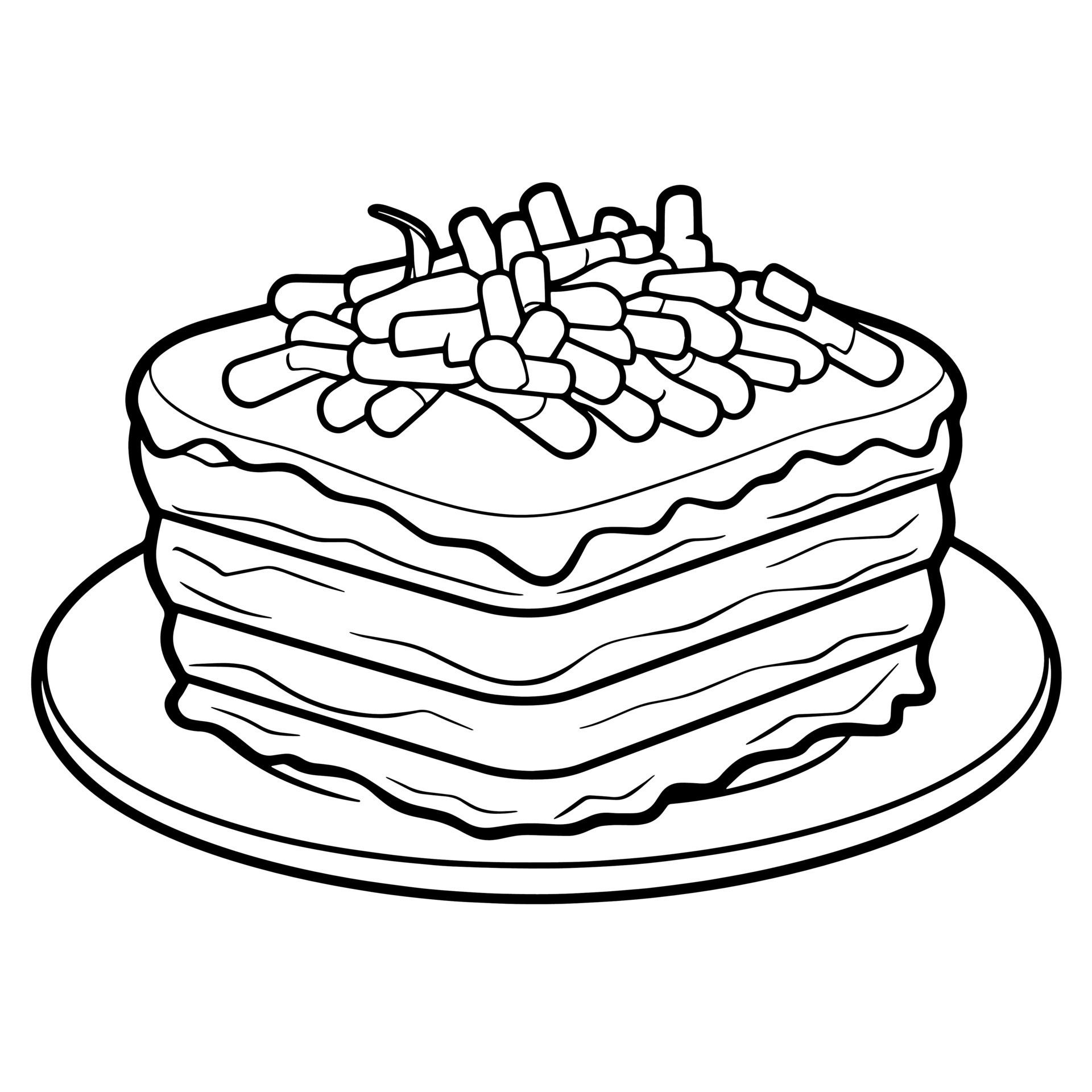 Traditional pastitsio outline, ideal for culinary-themed designs 
