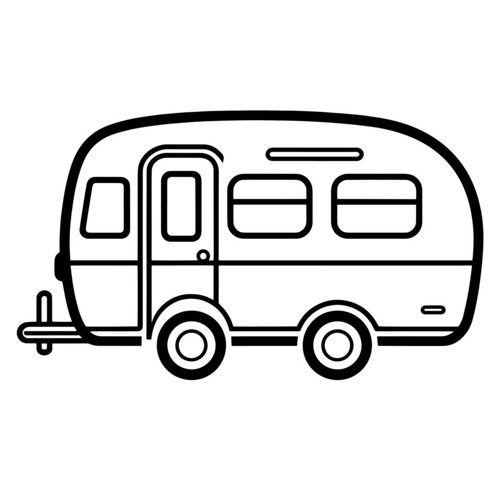 Minimalist icon of a travel trailer, perfect for adventure designs. vector