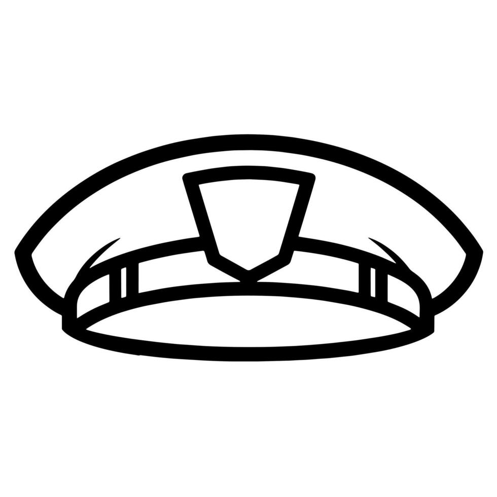Crisp police cap outline, ideal for law enforcement designs. vector