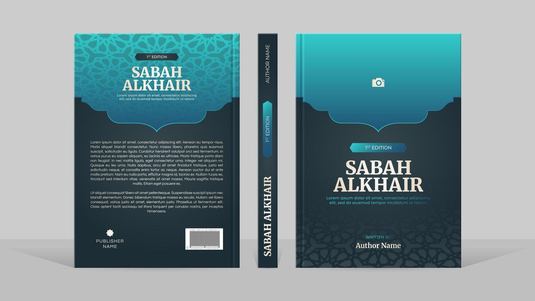 Islamic Arabic Style Book Cover Template Design with Arabesque Moroccan Pattern vector