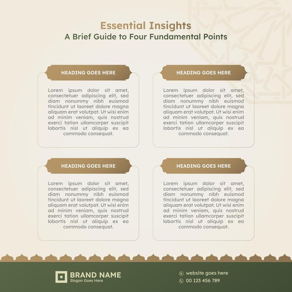 Islamic Infographic Design Template with Arabic Design Elements and 4 Data Points Options vector