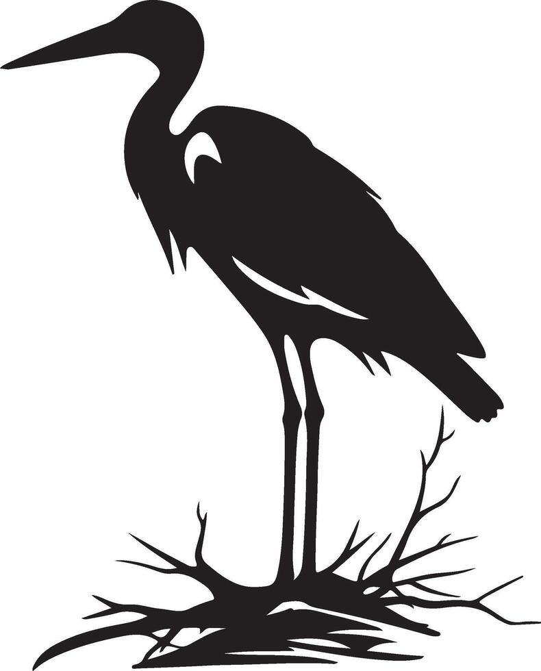 Stork Silhouette Illustration White Background vector