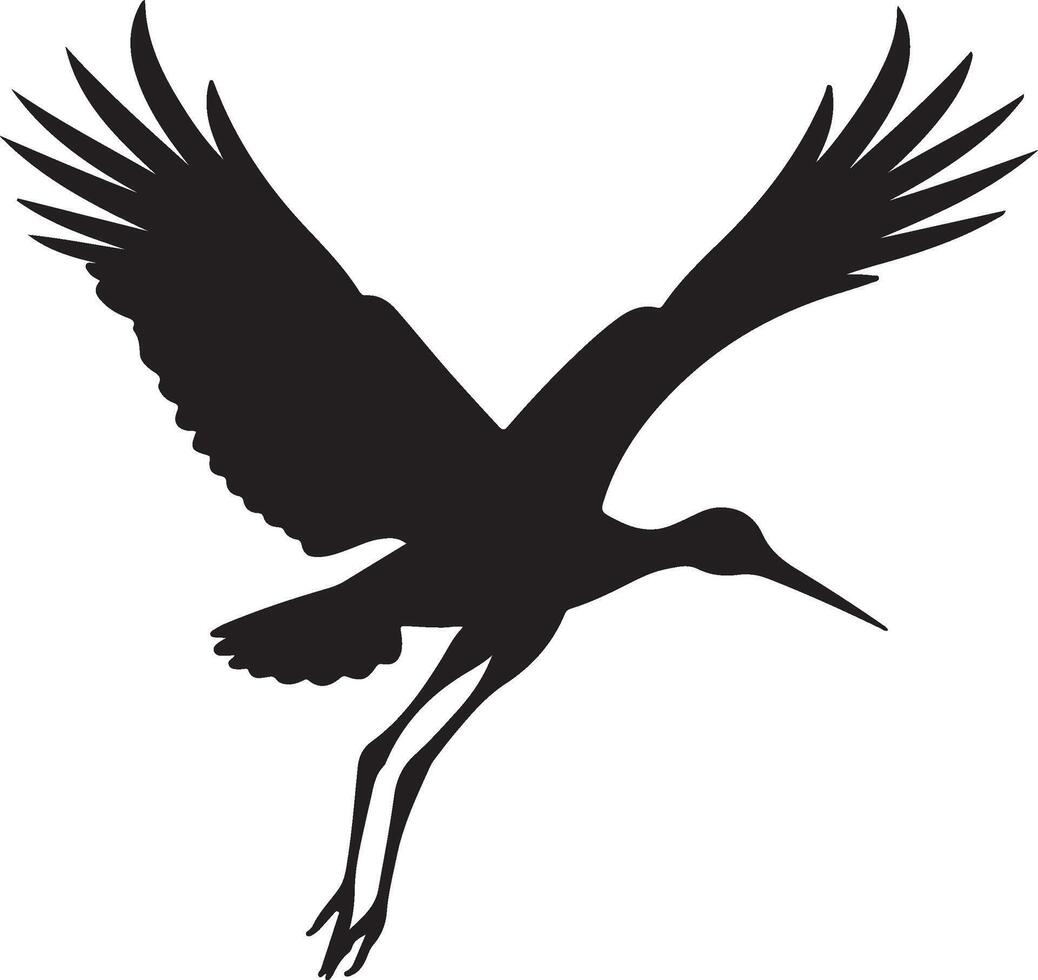 Stork Silhouette Illustration White Background vector