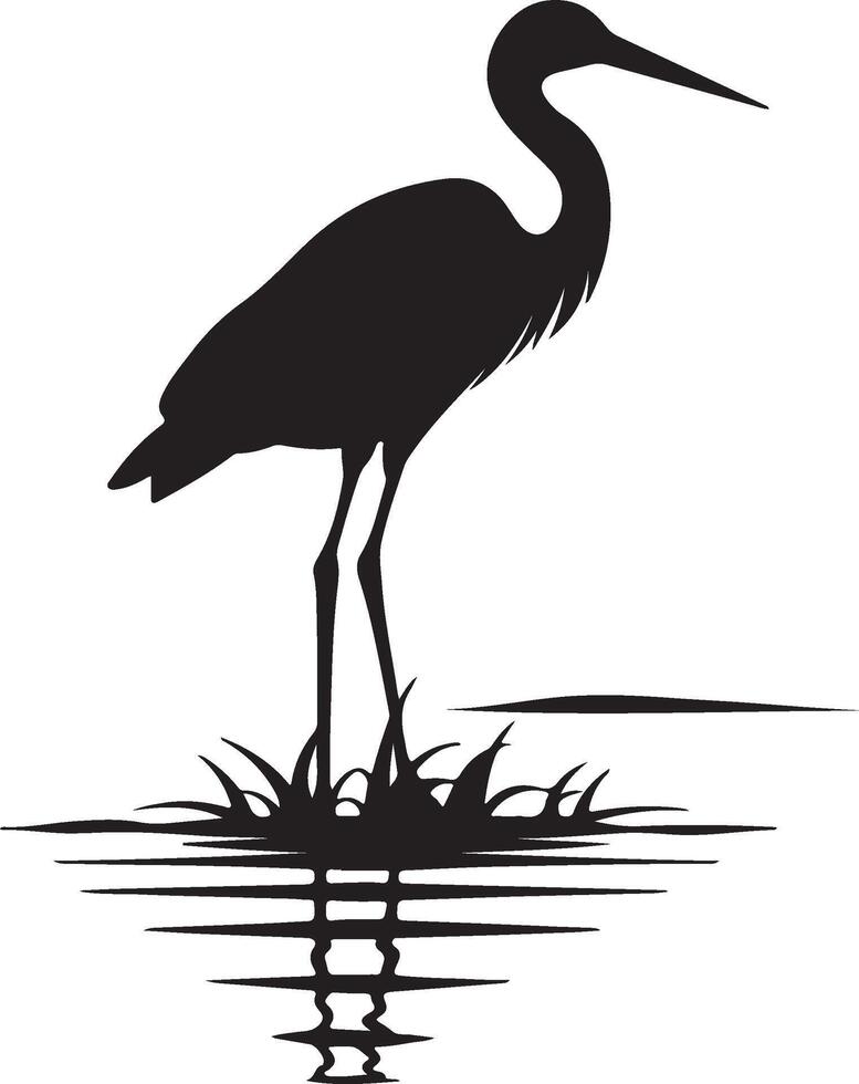 Stork Silhouette Illustration White Background vector