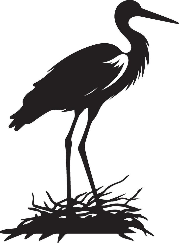 Stork Silhouette Illustration White Background vector