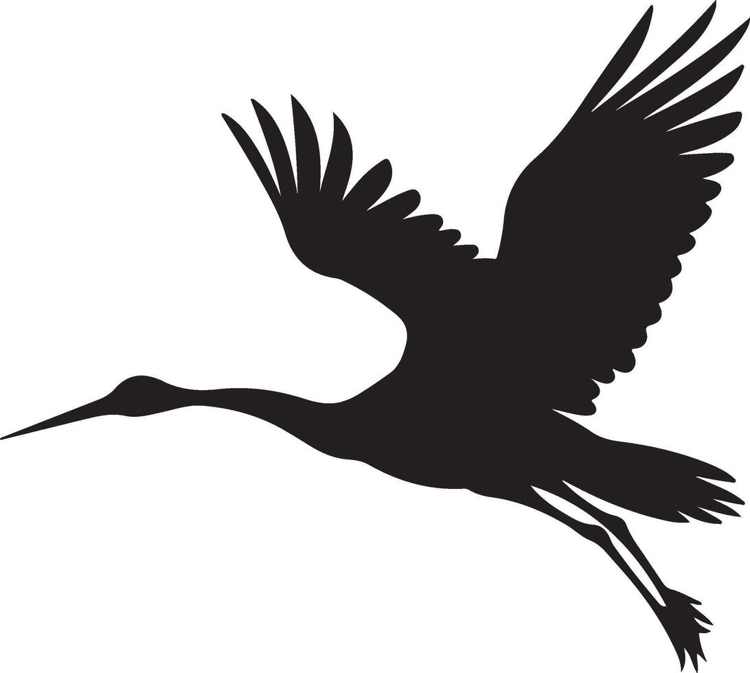 Stork Silhouette Illustration White Background vector