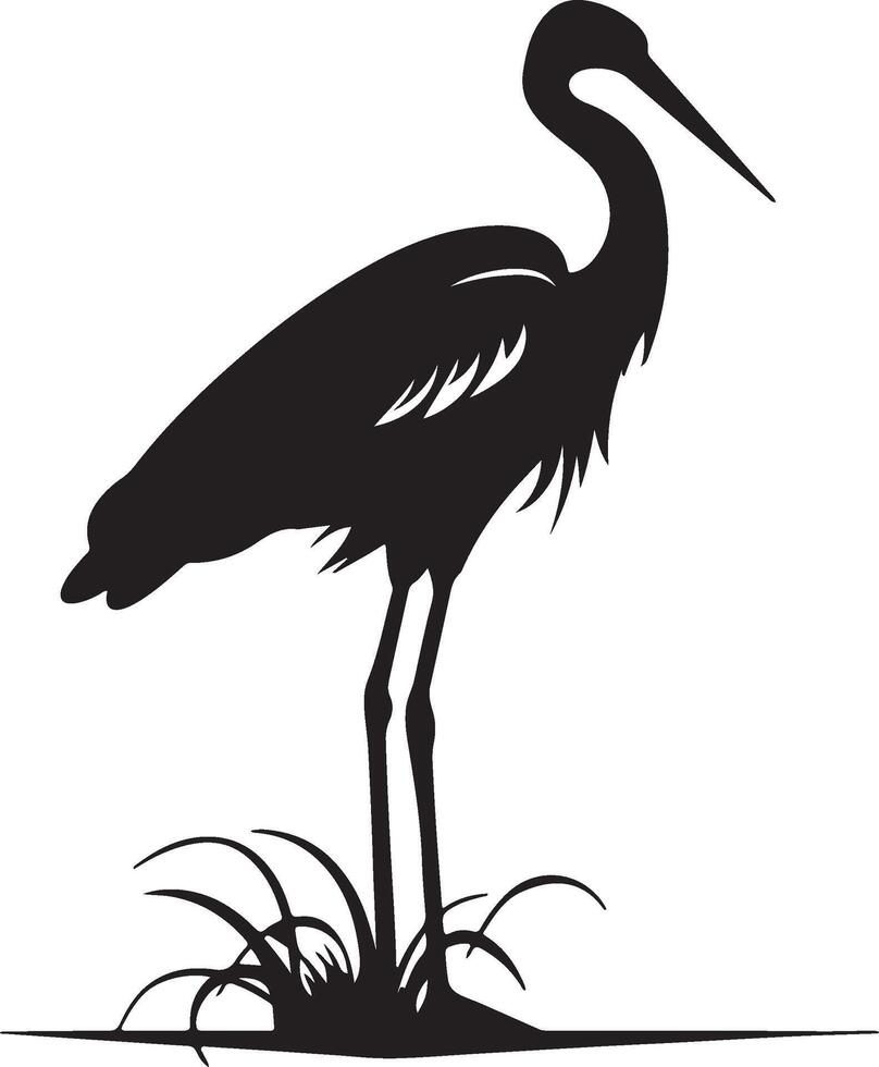 Stork Silhouette Illustration White Background vector