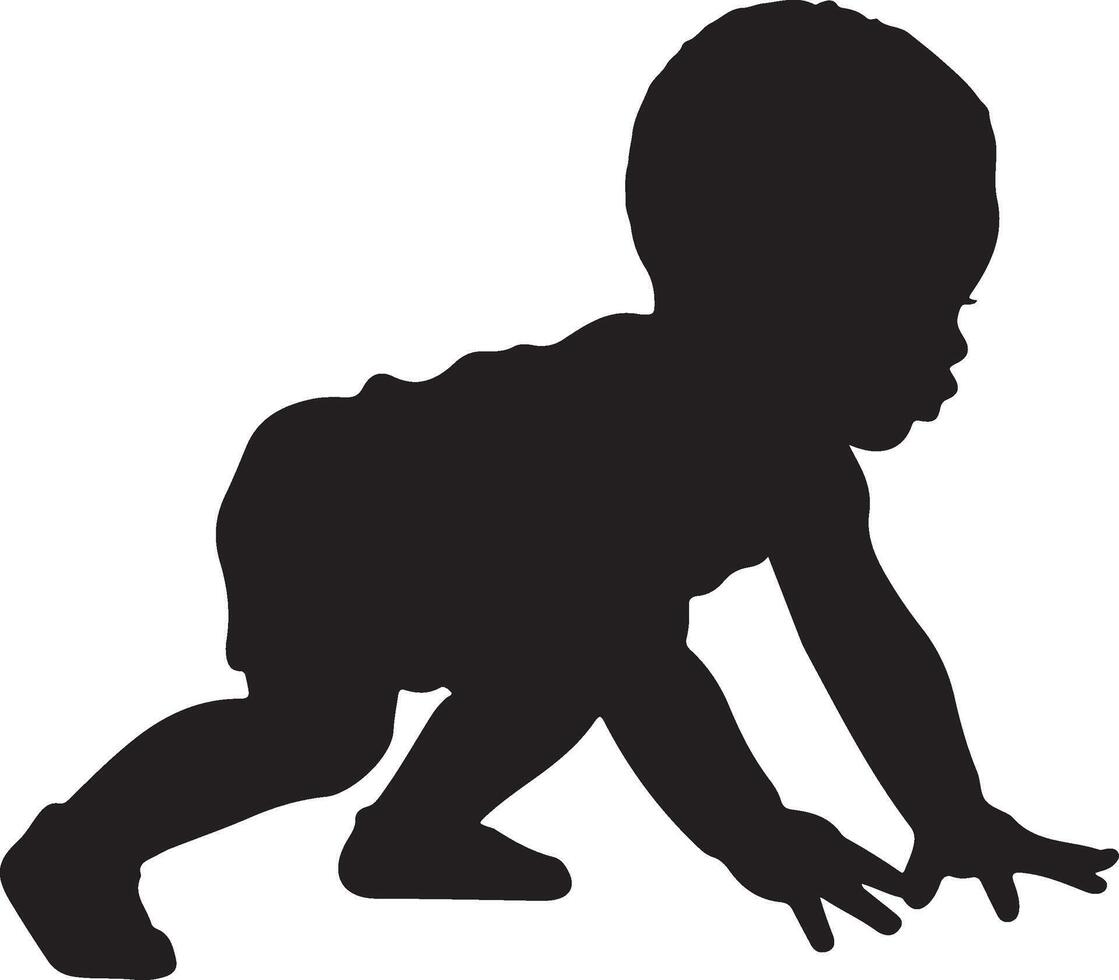 Baby Crawling Silhouette Illustration White Background vector