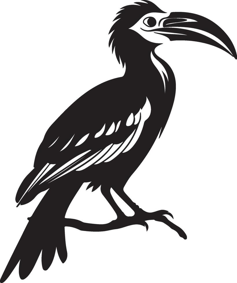 Hornbill Silhouette Illustration White Background vector