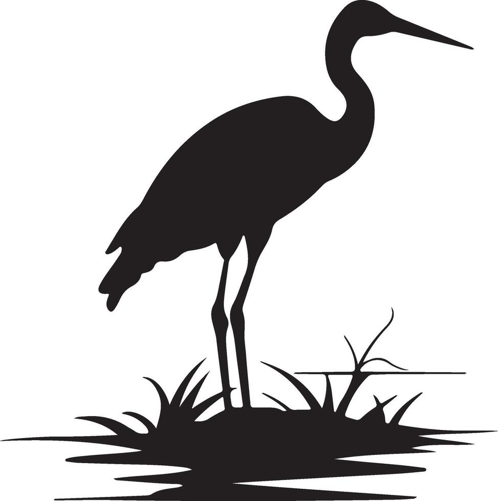 Stork Silhouette Illustration White Background vector