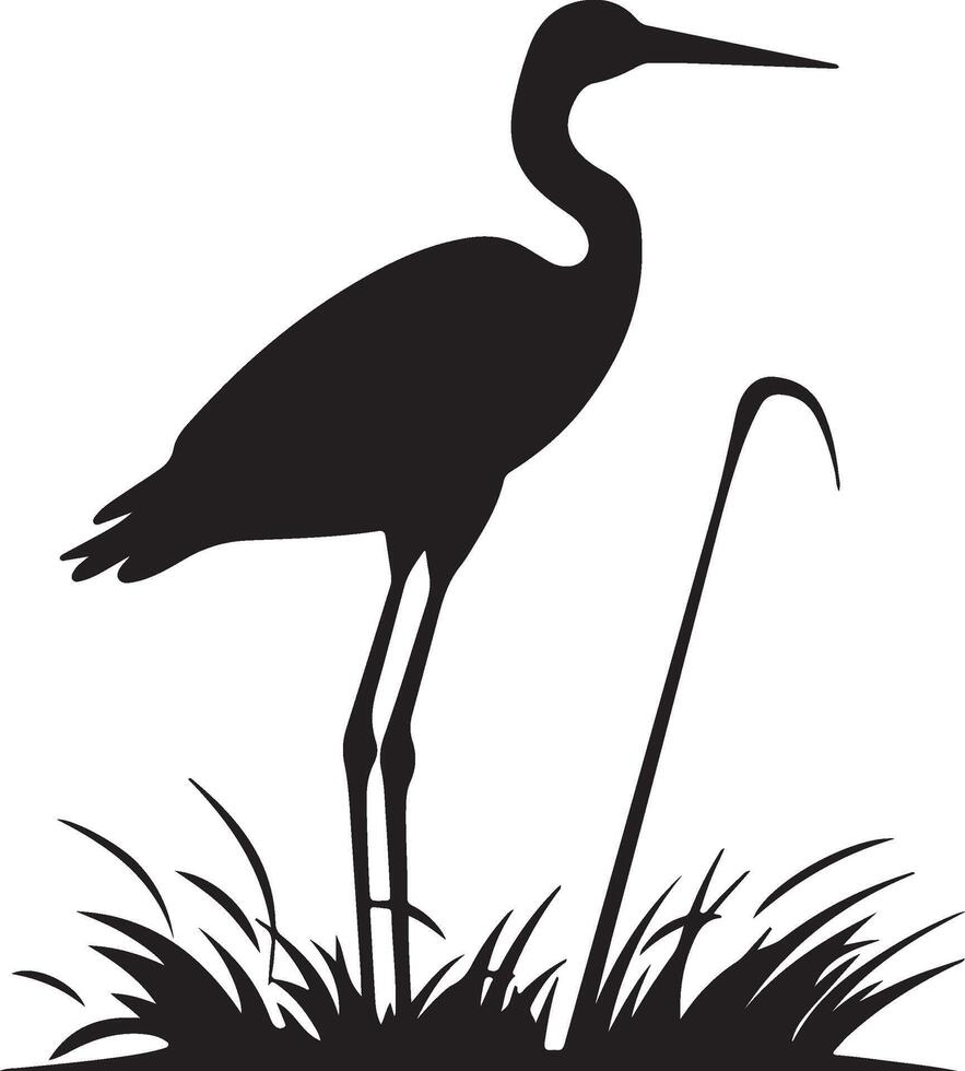 Stork Silhouette Illustration White Background vector