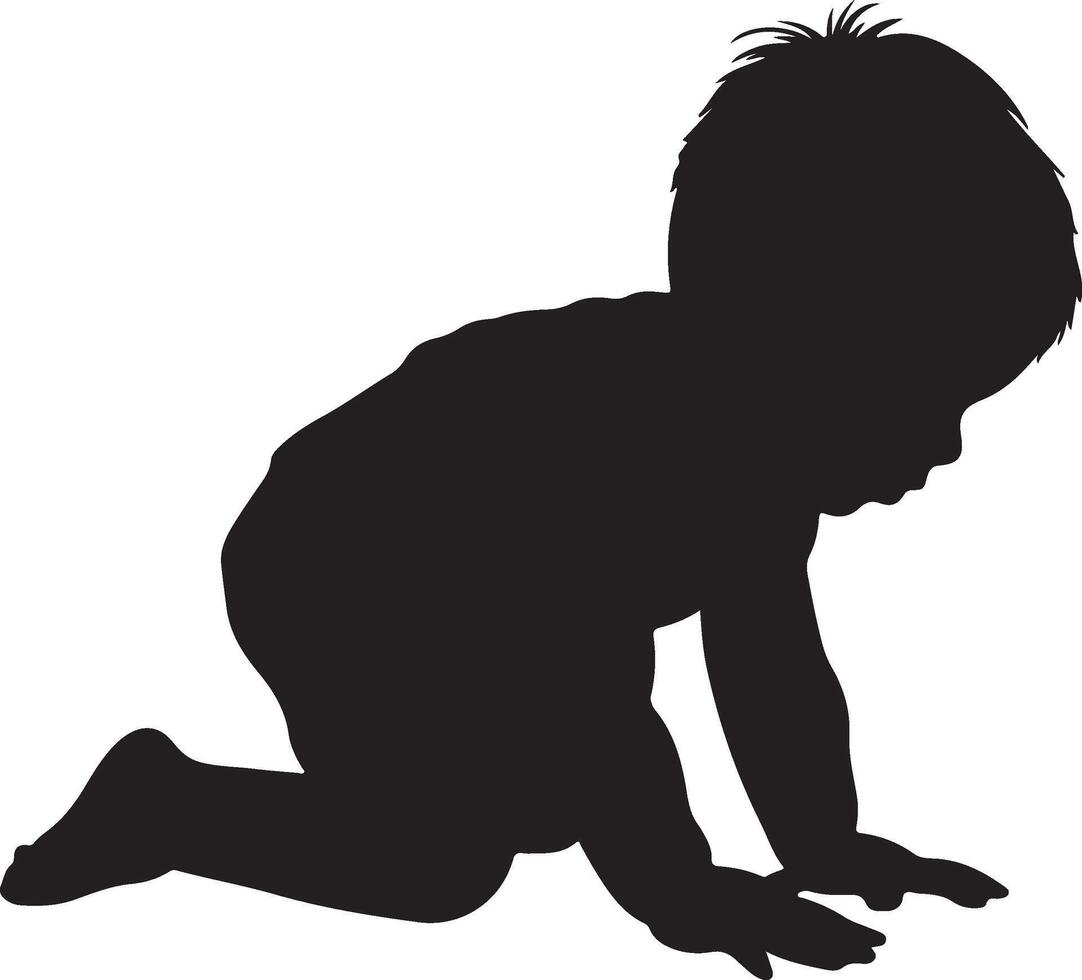 Baby Crawling Silhouette Illustration White Background vector