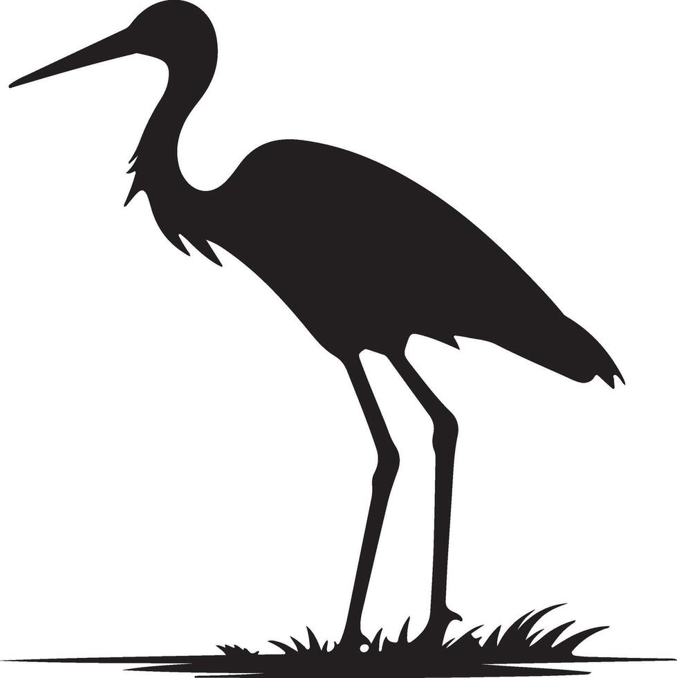 Stork Silhouette Illustration White Background vector