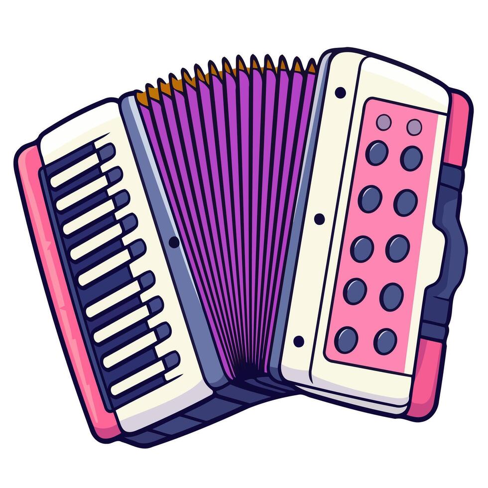 A thin outline icon of an accordion, suitable for musical themed graphics or traditional music illustrations. vector